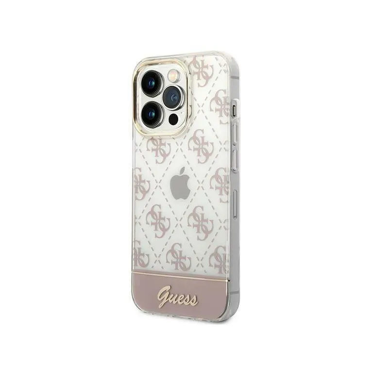 Eredeti iPhone 14 Pro Max Guess Hardcase 4G Pattern Script Rózowe