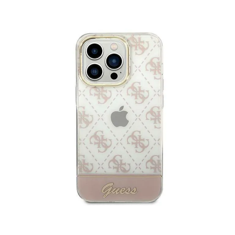 Eredeti iPhone 14 Pro Max Guess Hardcase 4G Pattern Script Rózowe