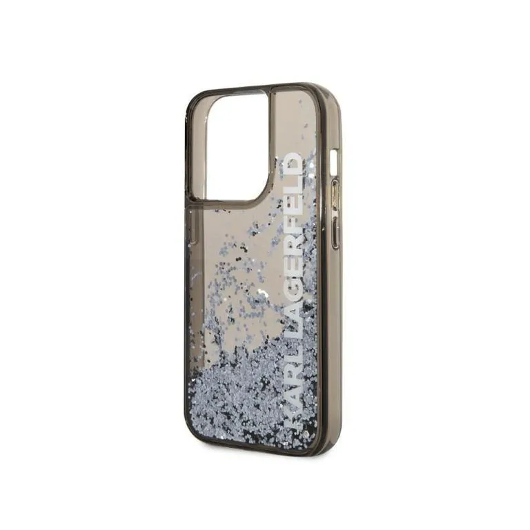 Eredeti iPhone 14 Pro Max Karl Lagerfeld Hardcase Liquid Glitter Elong (KLHCP14XLCVK) Fekete