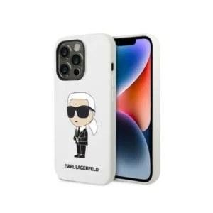 Eredeti iPhone 14 Pro Max Karl Lagerfeld Hardcase Silicone Ikonik (KLHCP14XSNIKBCH) Fehér