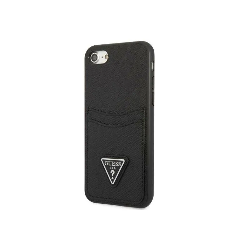 Eredeti iPhone SE 2022 / SE 2020/7/8 Guess Hardcase Saffiano Triango Logo Cardslot Black