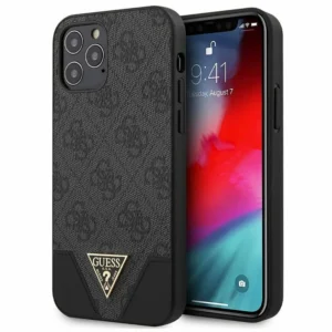 Eredeti iPhone tok 12/12 Pro 6.1 "Guess Hardcase 4G háromszöggyujtemény GUHCP12MP4BK GREA