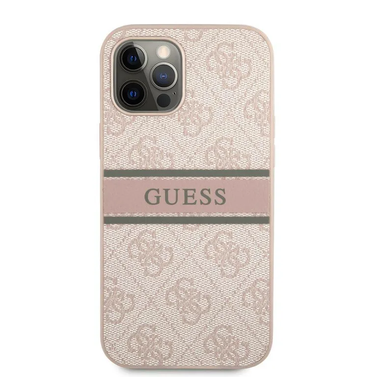 Eredeti iPhone tok 12/12 Pro 6.1 "Guess Hardcase 4G Stripe GUHCP12M4GDPI rózsaszín