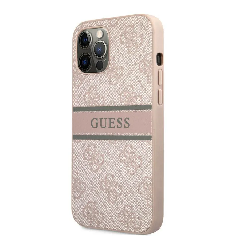 Eredeti iPhone tok 12/12 Pro 6.1 "Guess Hardcase 4G Stripe GUHCP12M4GDPI rózsaszín