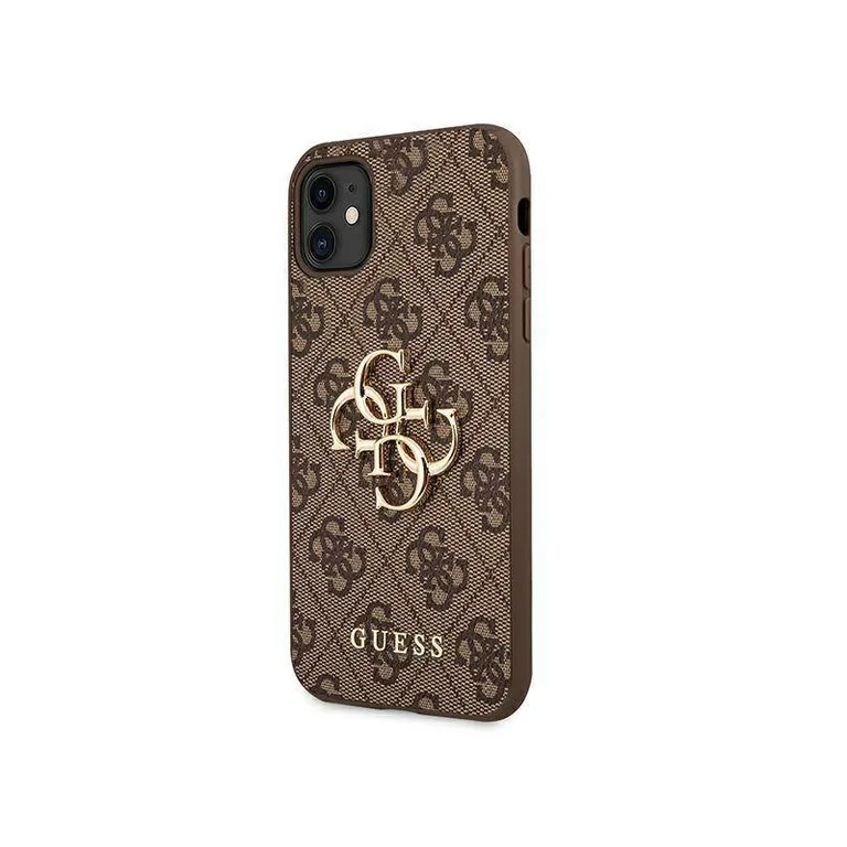 Eredeti tok IPHONE 11 Guess Hardcase 4G nagy fém logó (GUHCN614GMGBR) barna