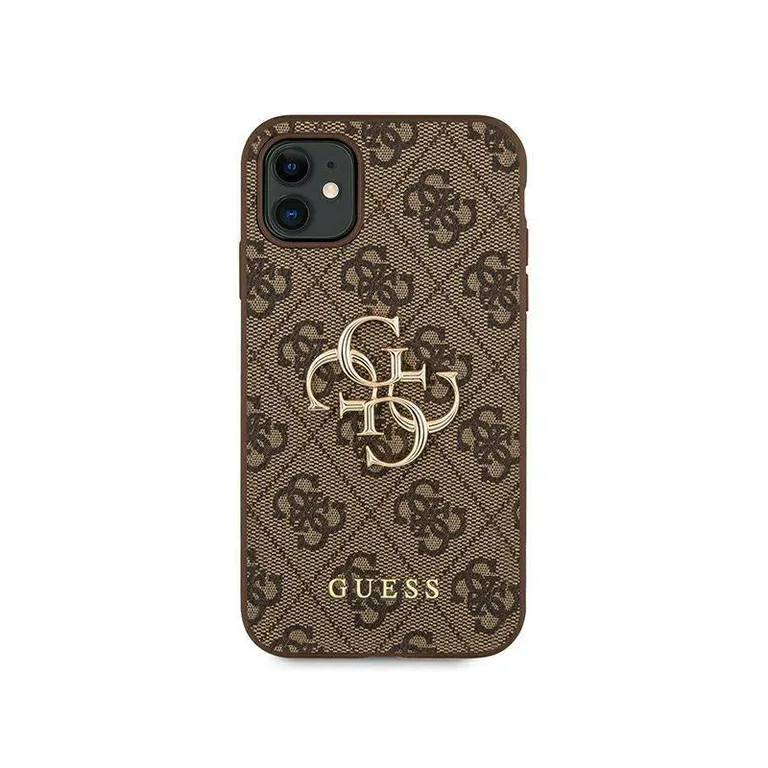 Eredeti tok IPHONE 11 Guess Hardcase 4G nagy fém logó (GUHCN614GMGBR) barna