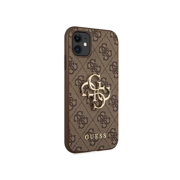 Eredeti tok IPHONE 11 Guess Hardcase 4G nagy fém logó (GUHCN614GMGBR) barna