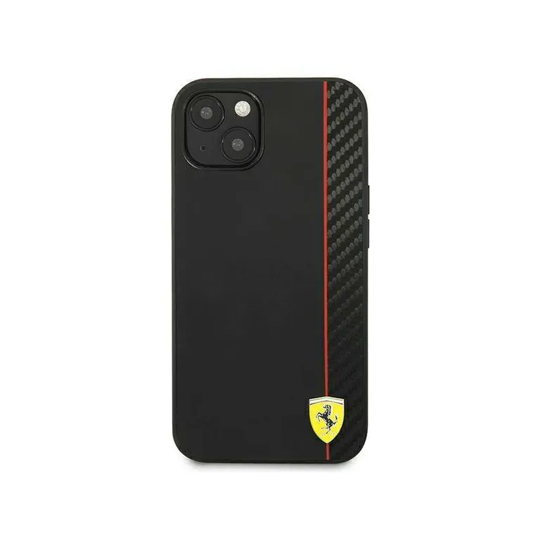 Eredeti tok iphone 13 Ferrari hardcase a pálya széncsíkján (Fesaxhcp13mbk) fekete