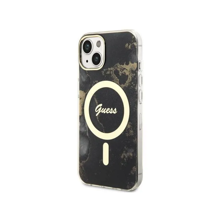 Eredeti tok IPHONE 14 Guess Hardcase Golden Marble Collection MagSafe (UHMP14SHTMRSK) fekete