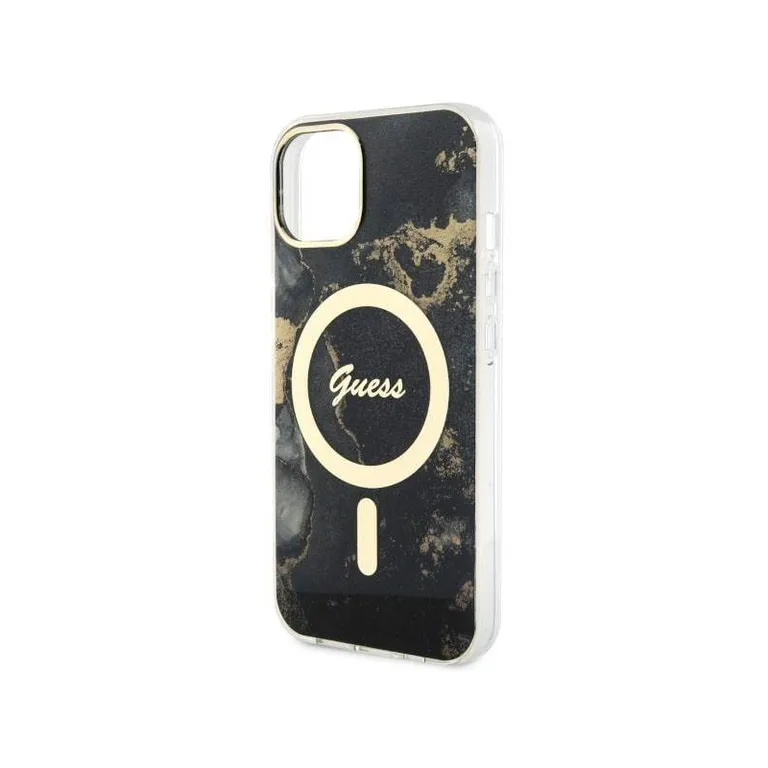 Eredeti tok IPHONE 14 Guess Hardcase Golden Marble Collection MagSafe (UHMP14SHTMRSK) fekete