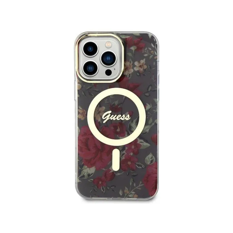 Eredeti tok IPHONE 14 PRO MAX Guess kemény tok Flower MagSafe (GUHMP14XHCFWSA) zöld