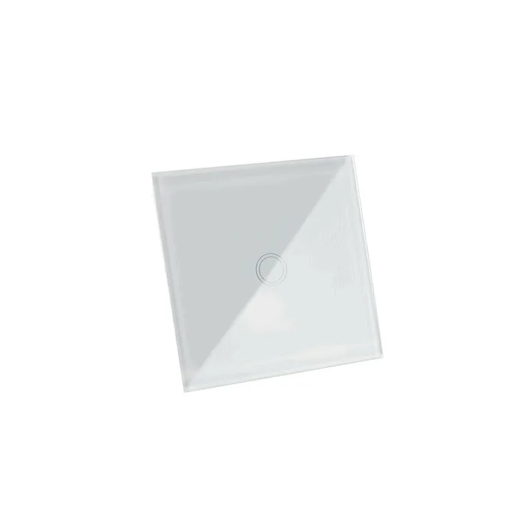 Érintőgombos kristályüveg villanykapcsoló,  8,6x8,6x3,3 cm, fehér