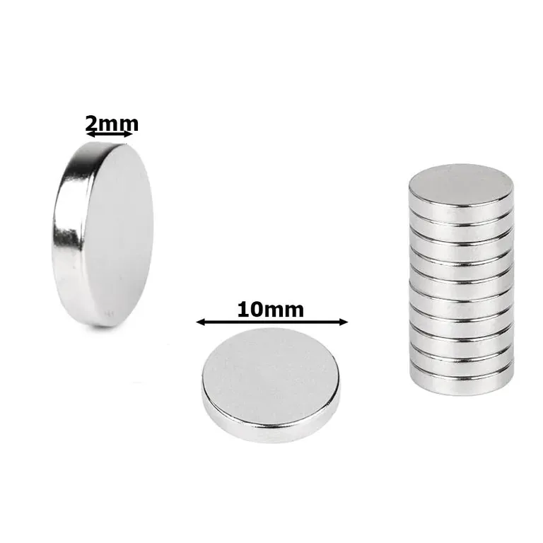 Erős Neodímium Mágnesek, 10 darabos szett, 10mm x 2mm méretben