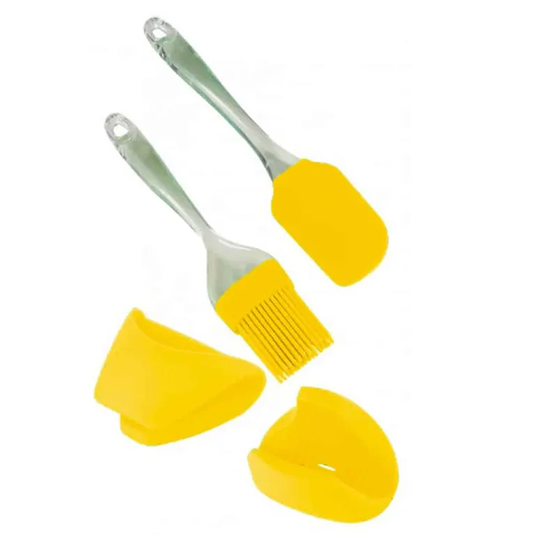 Euro Lady 4 db-os sütő készlet, sárga - ecset, spatula, kesztyű