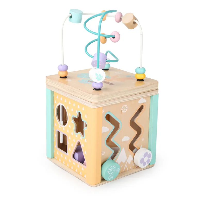 Készségfejlezstő játék fakocka, színes, 15,5x15,5x15,5 cm