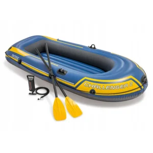 INTEX Challenger 2 felfújható gumicsónak pumpával, 2 evezővel, 236x114x41 cm, kék-sárga