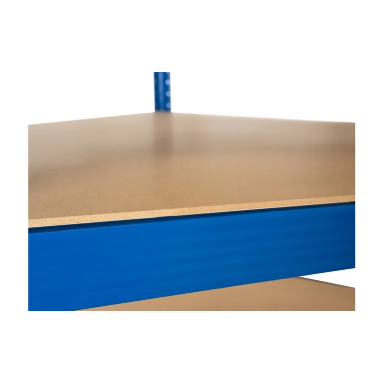Fémszerkezetes salgó sarokpolc 5 db MDF polccal, galvanizált, max. 875 kg, 180x90x40 cm, kék