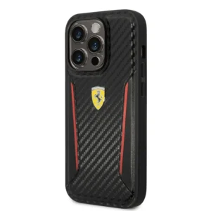 Ferrari PU karbon hátlap iPhone 14 Pro fekete borítóhoz