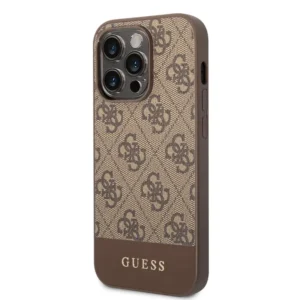 Guess 4G csíkos hátlap iPhone 14 Pro készülékhez Barna