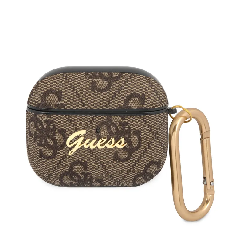 Guess 4G Script PC/PU Pouzdro pro Airpods 3 barna