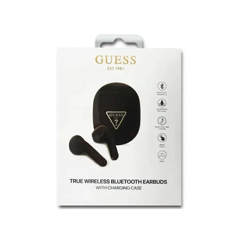 Guess Bluetooth fejhallgató GUTWST82TRK TWS + dokkolóállomás fekete/fekete Triangle Logo