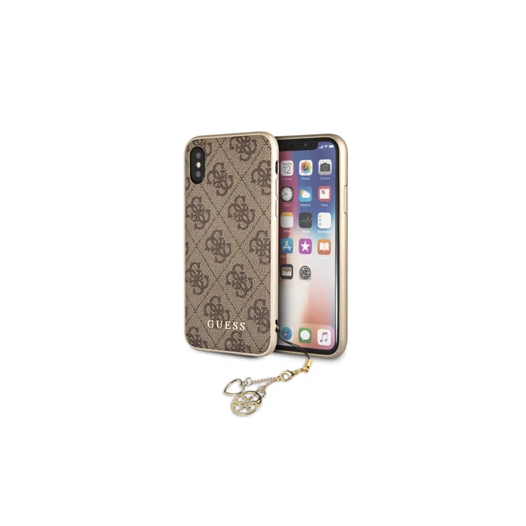 Guess Charms Kemény tok 4G Brown pro iPhone X tok