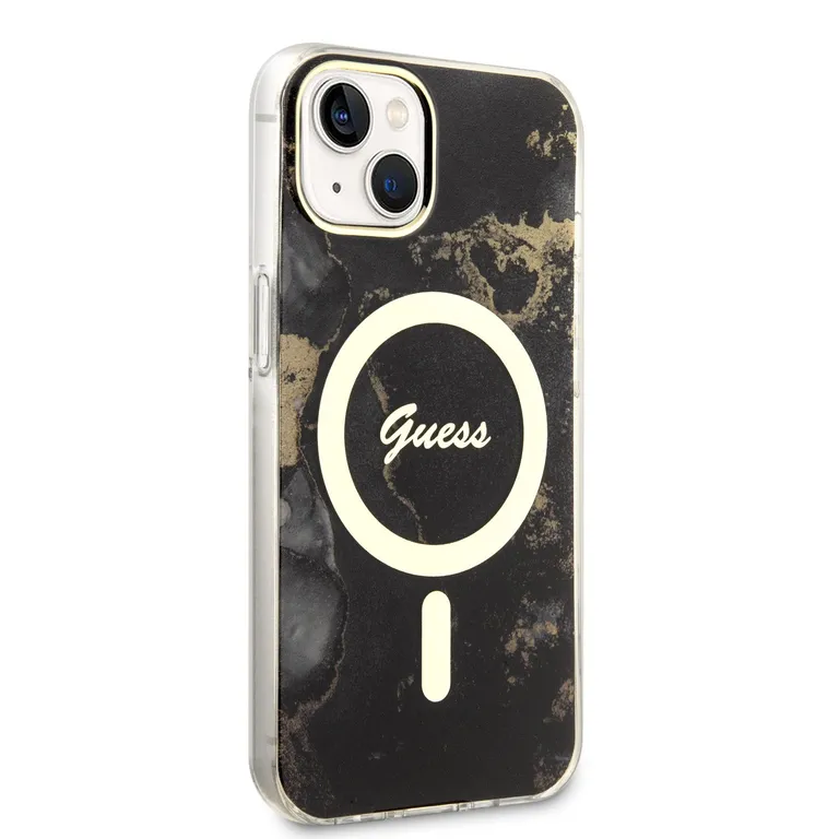 Guess Marble IML MagSafe kompatibilis hátlap iPhone 13-hoz Fekete