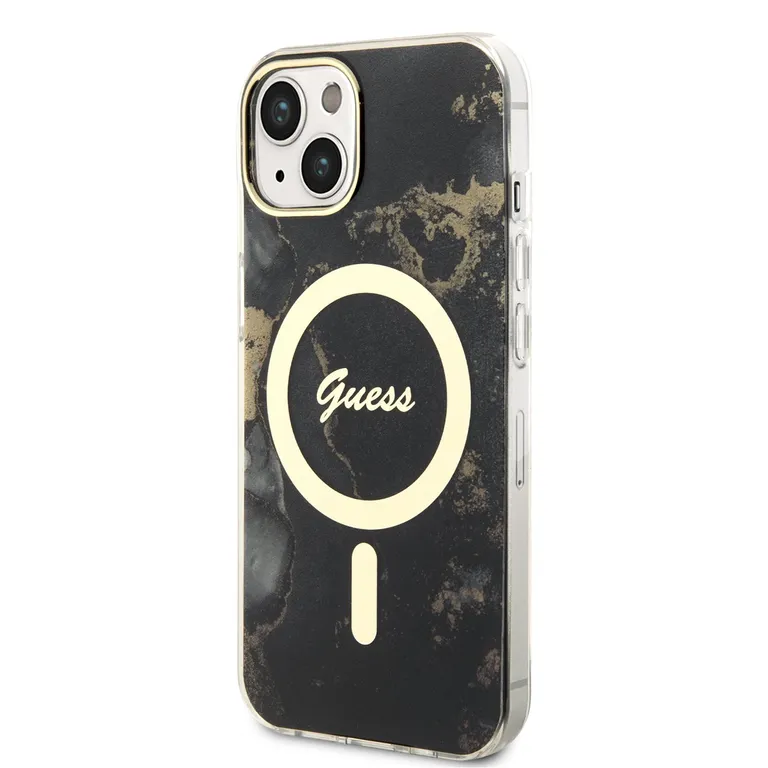 Guess Marble IML MagSafe kompatibilis hátlap iPhone 13-hoz Fekete