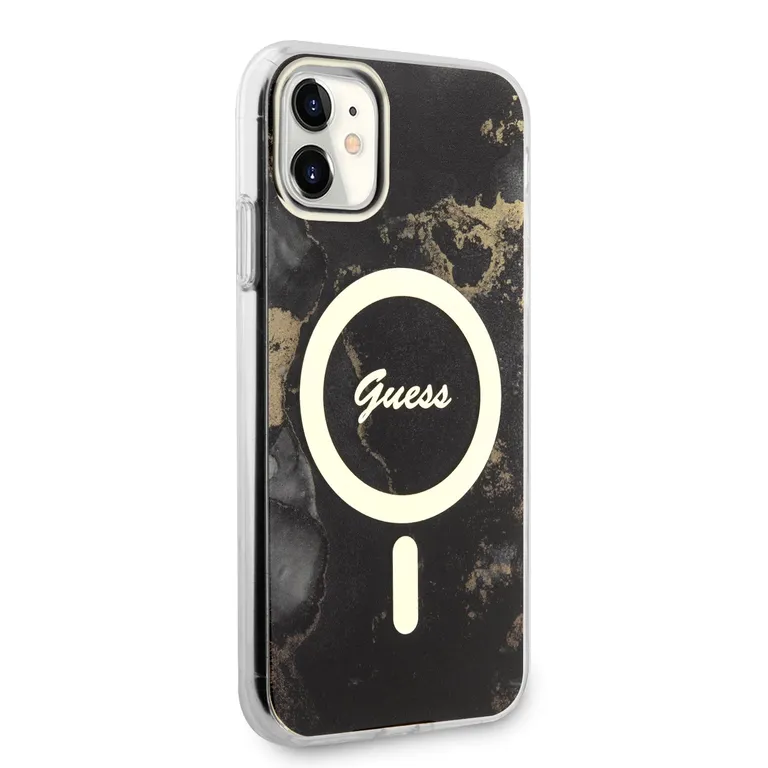 Guess Marble IML MagSafe kompatibilis hátsó borító az iPhone 11 készülékhez Fekete tok