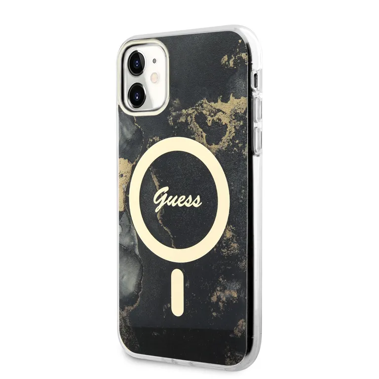 Guess Marble IML MagSafe kompatibilis hátsó borító az iPhone 11 készülékhez Fekete tok