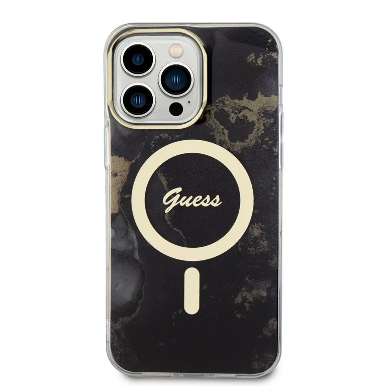 Guess Marble IML MagSafe kompatibilis hátsó borító iPhone 13 Pro Max-hoz Fekete tok