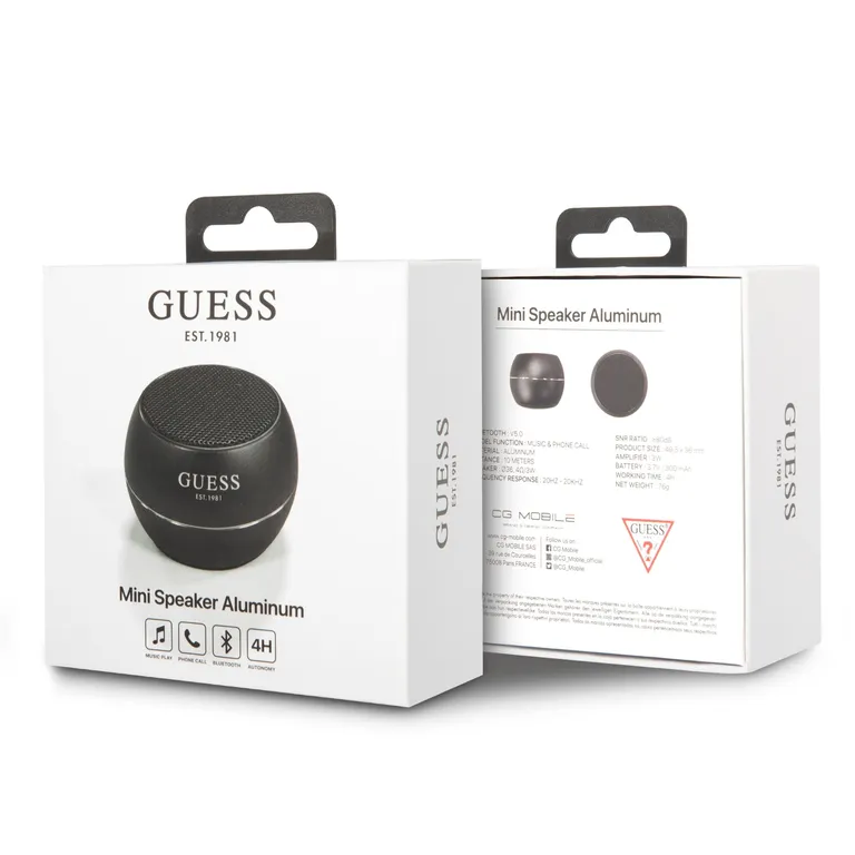 Guess Mini Bluetooth hangszóró 3W 4H fekete