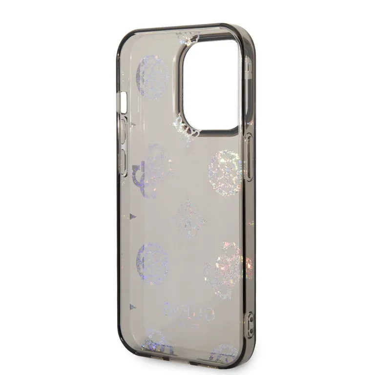 Guess PC/TPU Peony Glitter hátlap az iPhone 14 Pro fekete készülékhez