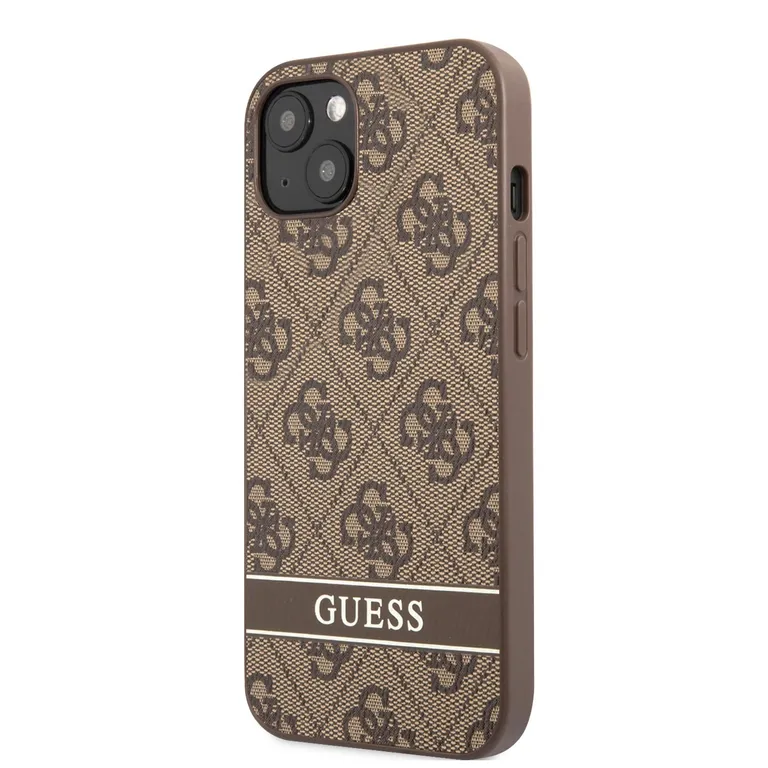 Guess PU 4G csíkos hátlap iPhone 13 mini barna színűre