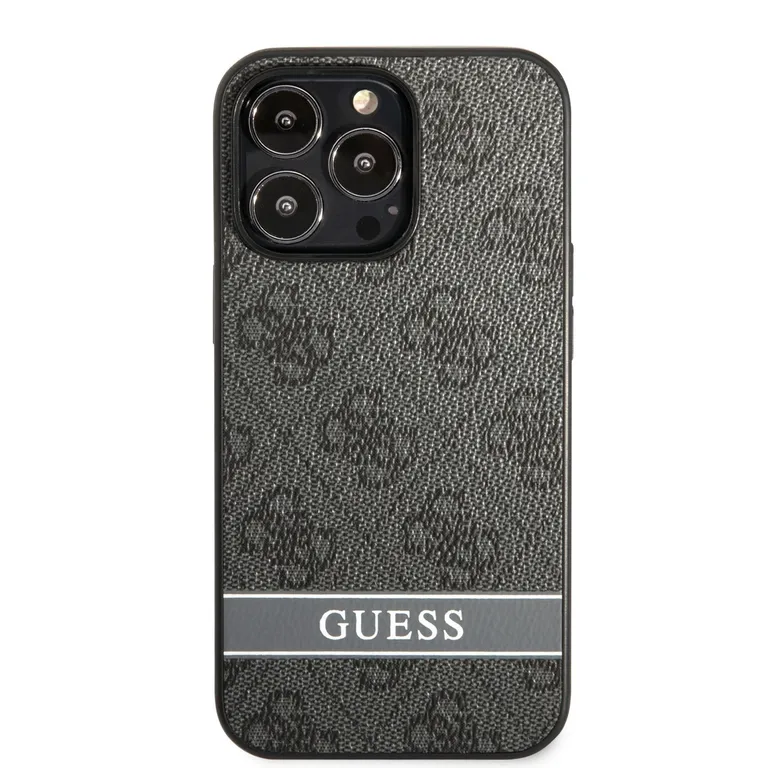 Guess PU 4G csíkos hátlap iPhone 13 Pro Max készülékhez Szürke