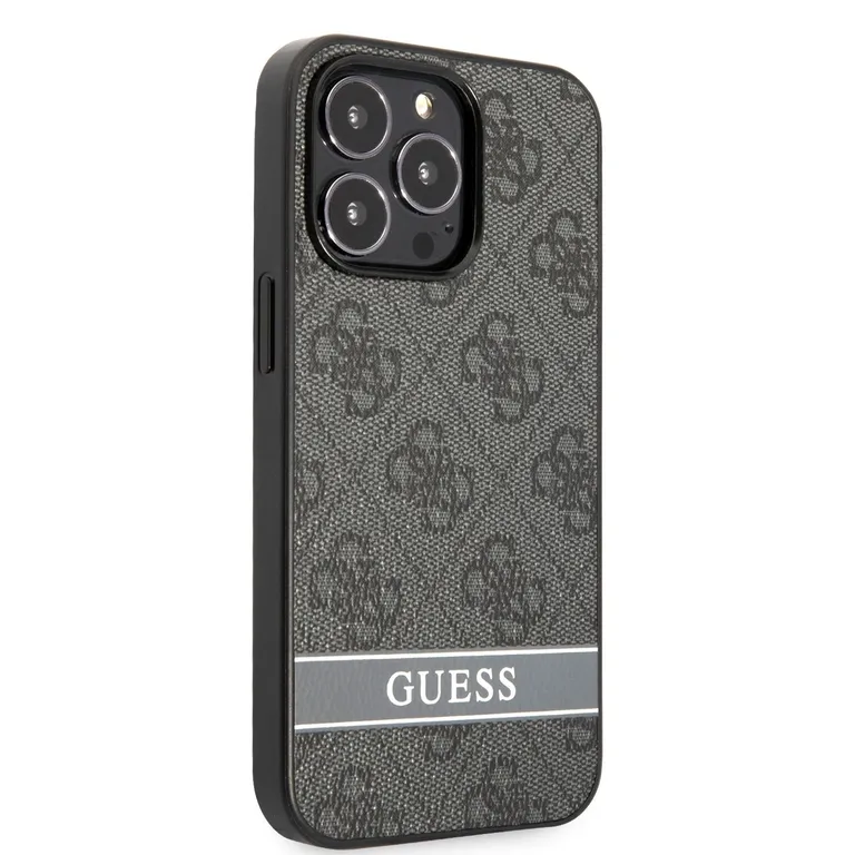 Guess PU 4G csíkos hátlap iPhone 13 Pro Max készülékhez Szürke