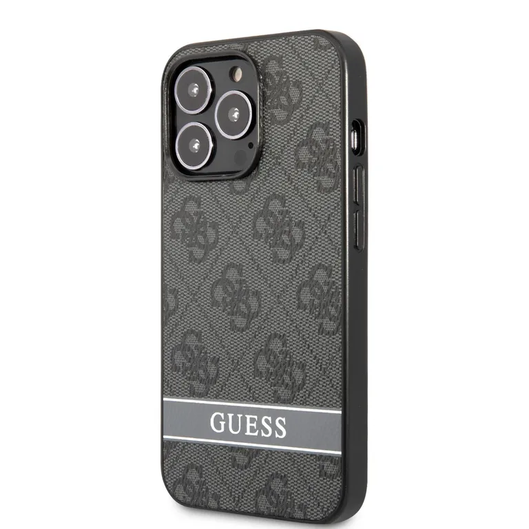 Guess PU 4G csíkos hátlap iPhone 13 Pro szürke