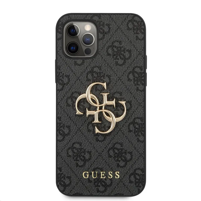 Guess PU 4G fém logós hátlap iPhone 12/12 Pro szürke