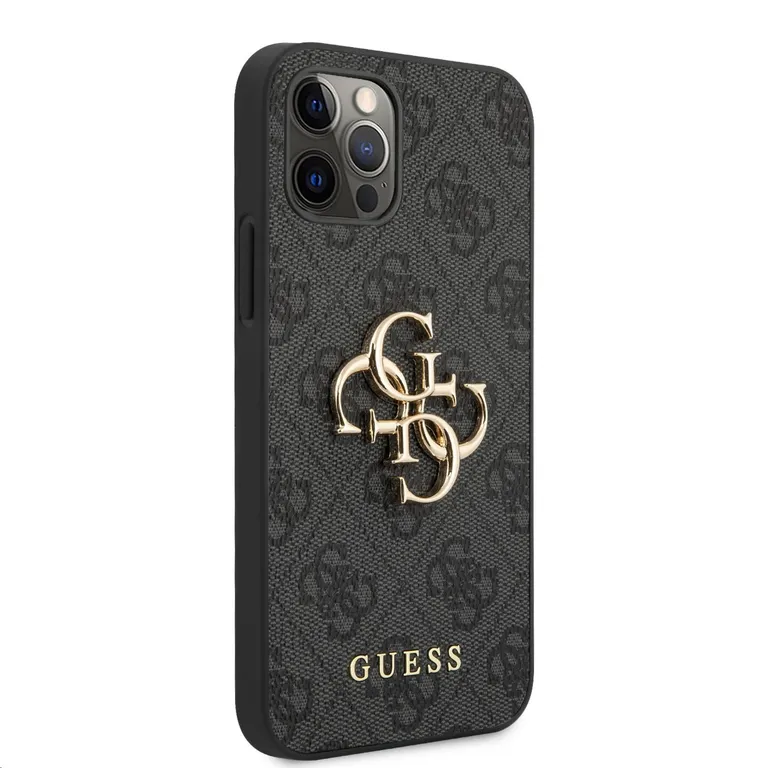 Guess PU 4G fém logós hátlap iPhone 12/12 Pro szürke