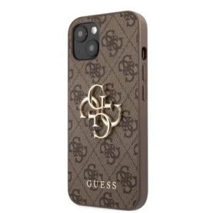 Guess PU 4G fém logós hátlap iPhone 13-hoz Barna barna