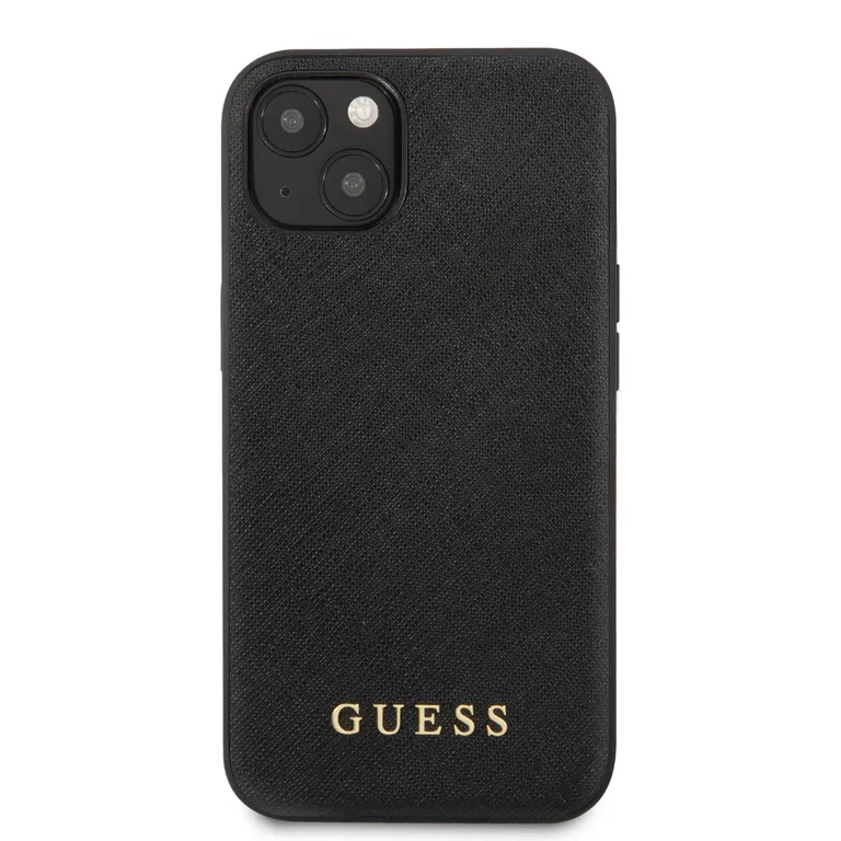 Guess Saffiano PU szilikon hátlap iPhone 13-hoz Fekete