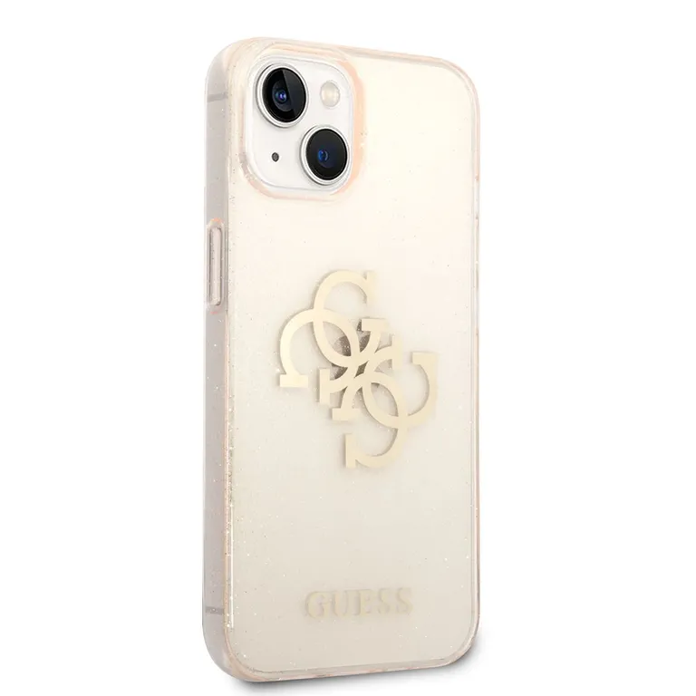 Guess TPU Big 4G Full Glitter hátlap az iPhone 14 Plus arany színű készülékhez