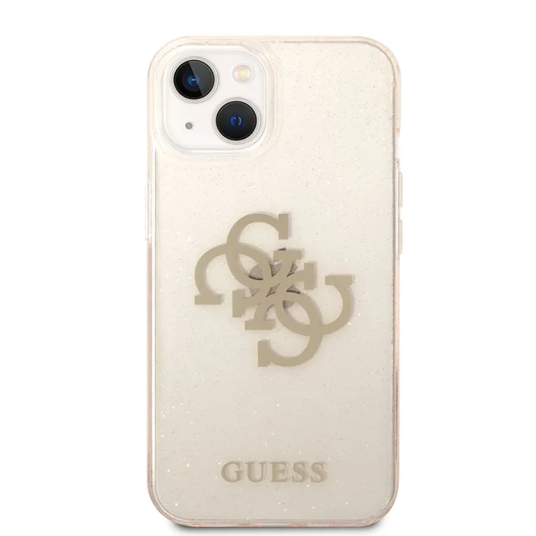 Guess TPU Big 4G Full Glitter hátlap iPhone 14 arany színű borítóhoz