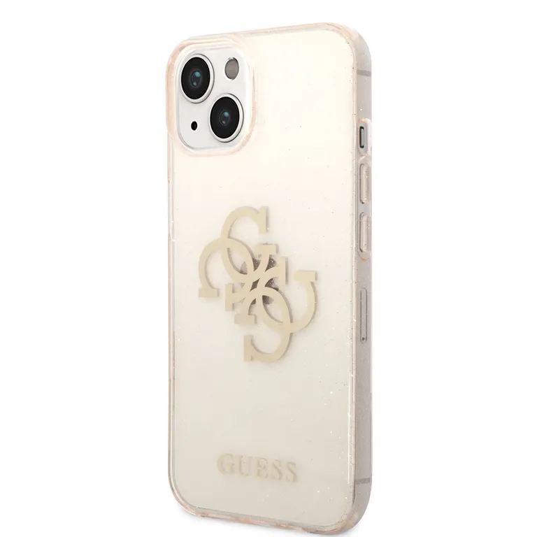 Guess TPU Big 4G Full Glitter hátlap iPhone 14 arany színű borítóhoz