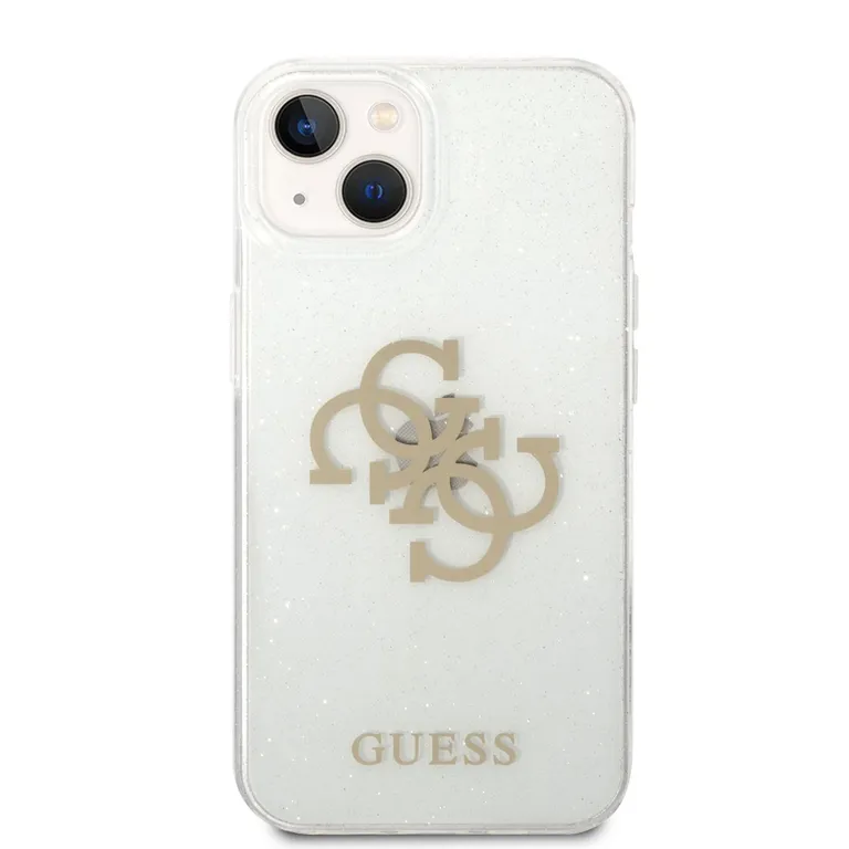 Guess TPU Big 4G Full Glitter Zadní Kryt pro iPhone 14 átlátszó tok