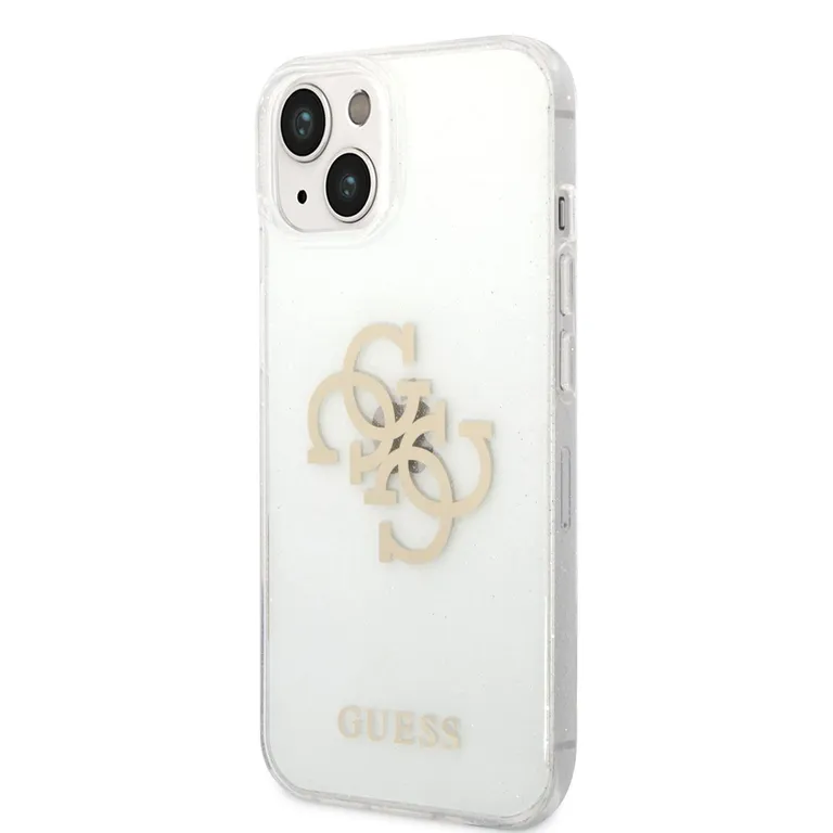 Guess TPU Big 4G Full Glitter Zadní Kryt pro iPhone 14 átlátszó tok