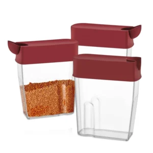 Herzberg 3 darabos konyhai tároló készlet, BPA mentes, 18,5 cm x 8,5 cm x 22,5 cm, piros