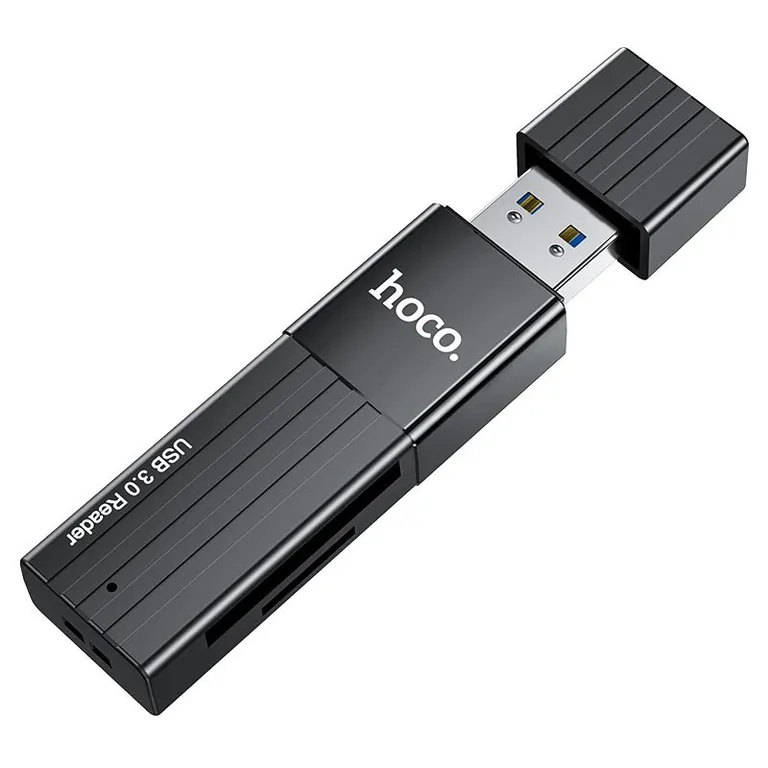 Hoco HB20 SD olvasó, microSD/USB 3.0 Fekete