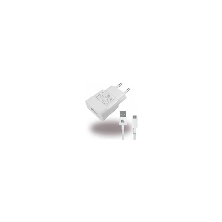 HW-050100E01W Huawei USB utazási töltő + microUSB Dat. kábel fehér (ömlesztett)