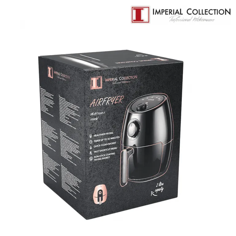 Imperial Collection 1000W olajmentes AirFryer, 80-200°C, fekete